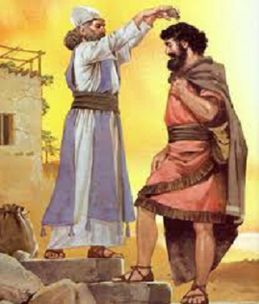 Samuel unge a Saúl como rey
