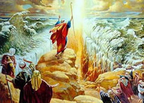 Moisés abre las aguas del mar rojo