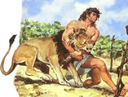 Gedeón destroza un león