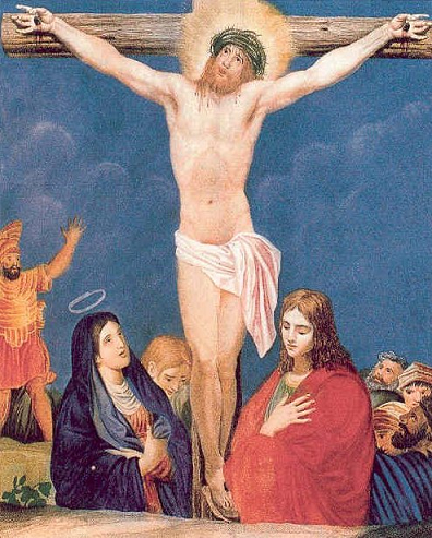María y Juan a los pies de la cruz