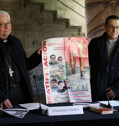 Cartel de la Beatificación: Presentación por el obispo y el provincial