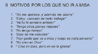 Razones para no ir a Misa