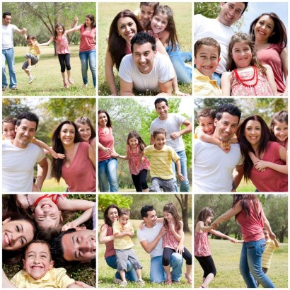 adolescentes y familia feliz